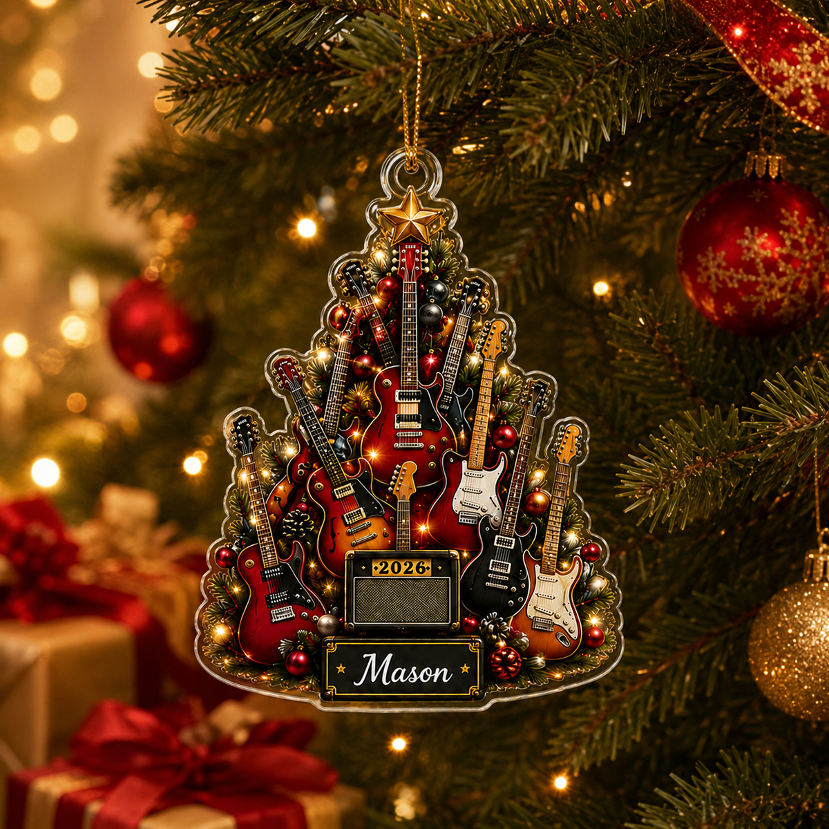 Guitar Custom Name Acrylic - Electric Guitar Christmas Tree