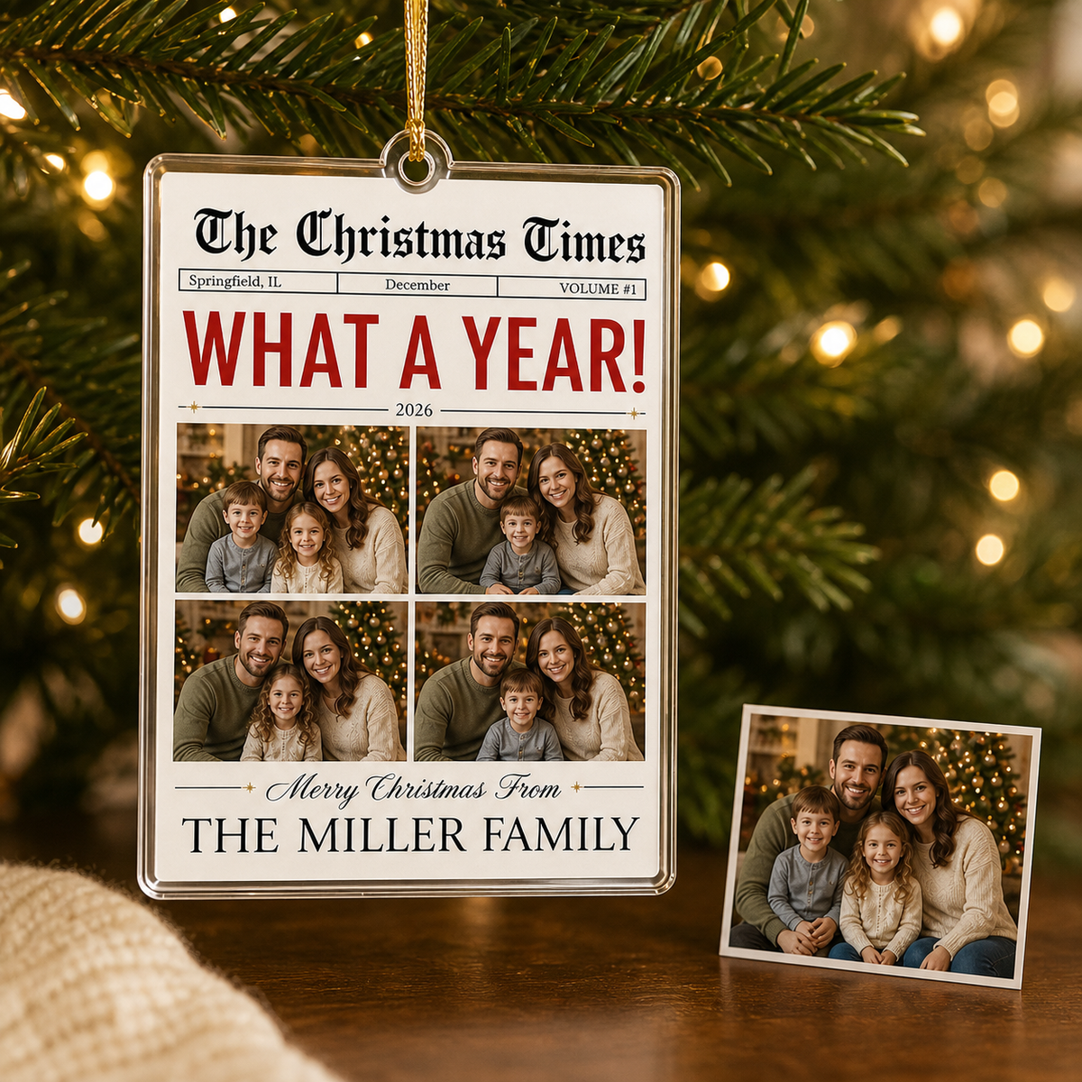 Custom Photo Christmas Newspaper Family