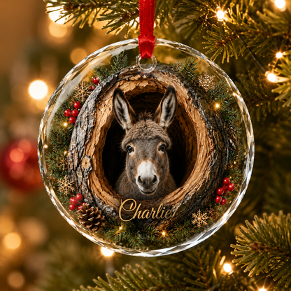Animal Glass Ornament Tree Hollow Donkey