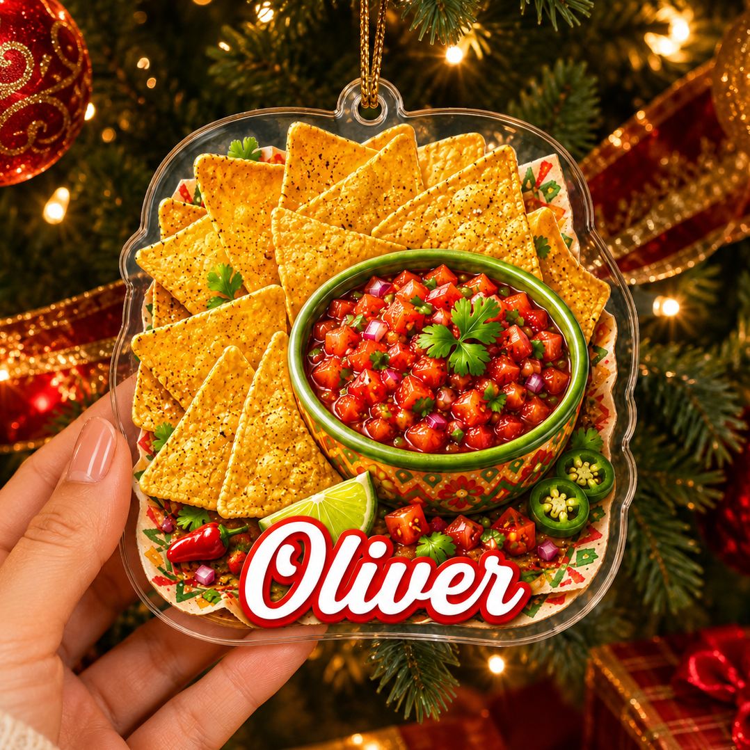 Breakfast Custom Name Tortilla Chips and Salsa Acrylic