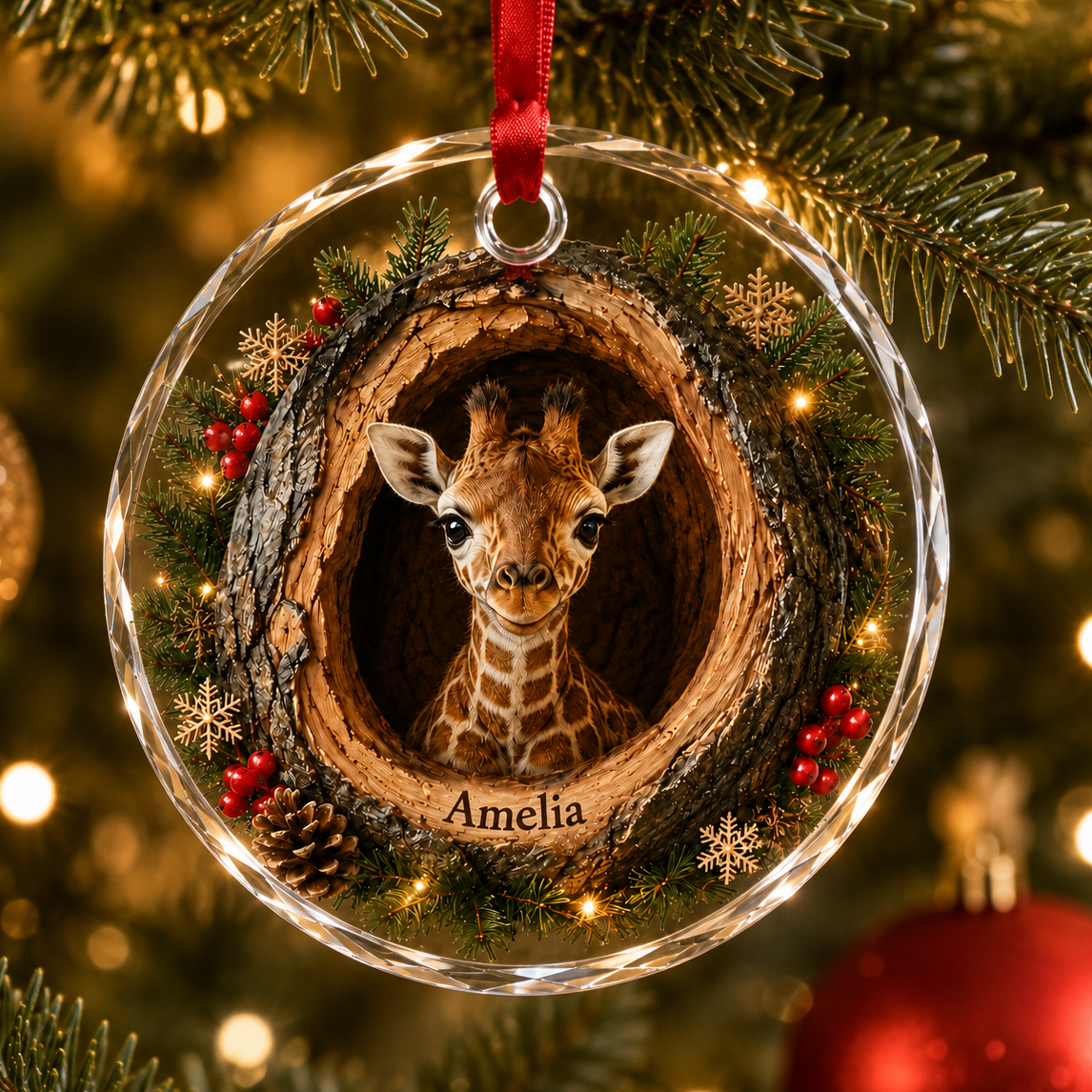 Animal Glass Ornament Tree Hollow Giraffe