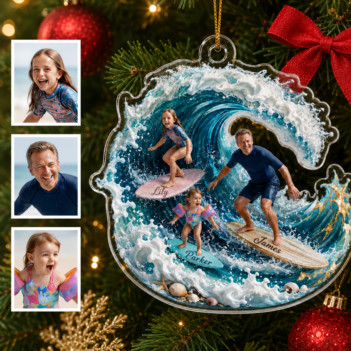 Surfing Personalize Acrylic Family Surfing