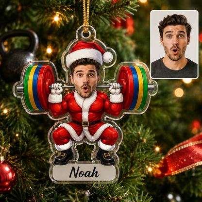 Custom Photo Christmas Weightlifter Man