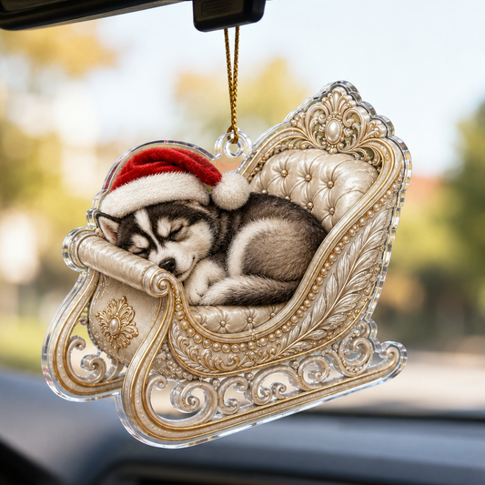 Dog Christmas Sleigh Siberian Husky