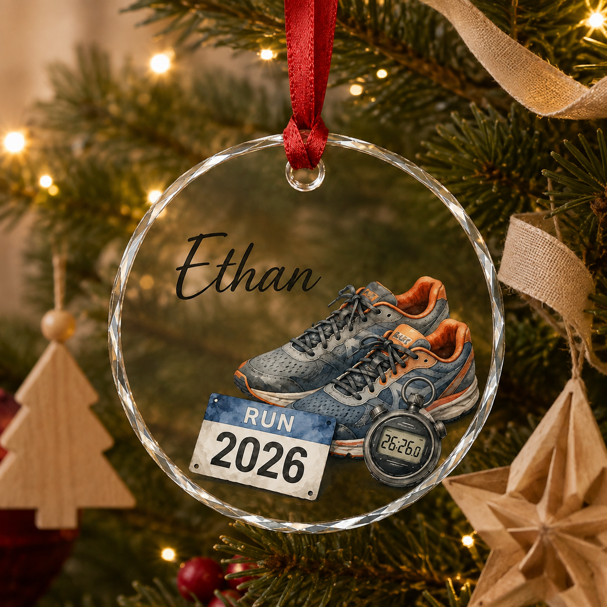 Sport Glass Ornament Running Gear