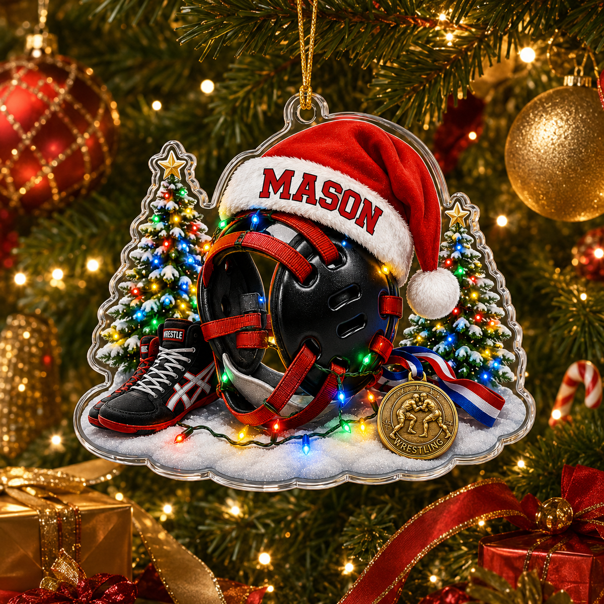 Custom Sports Christmas Acrylic - Wrestling
