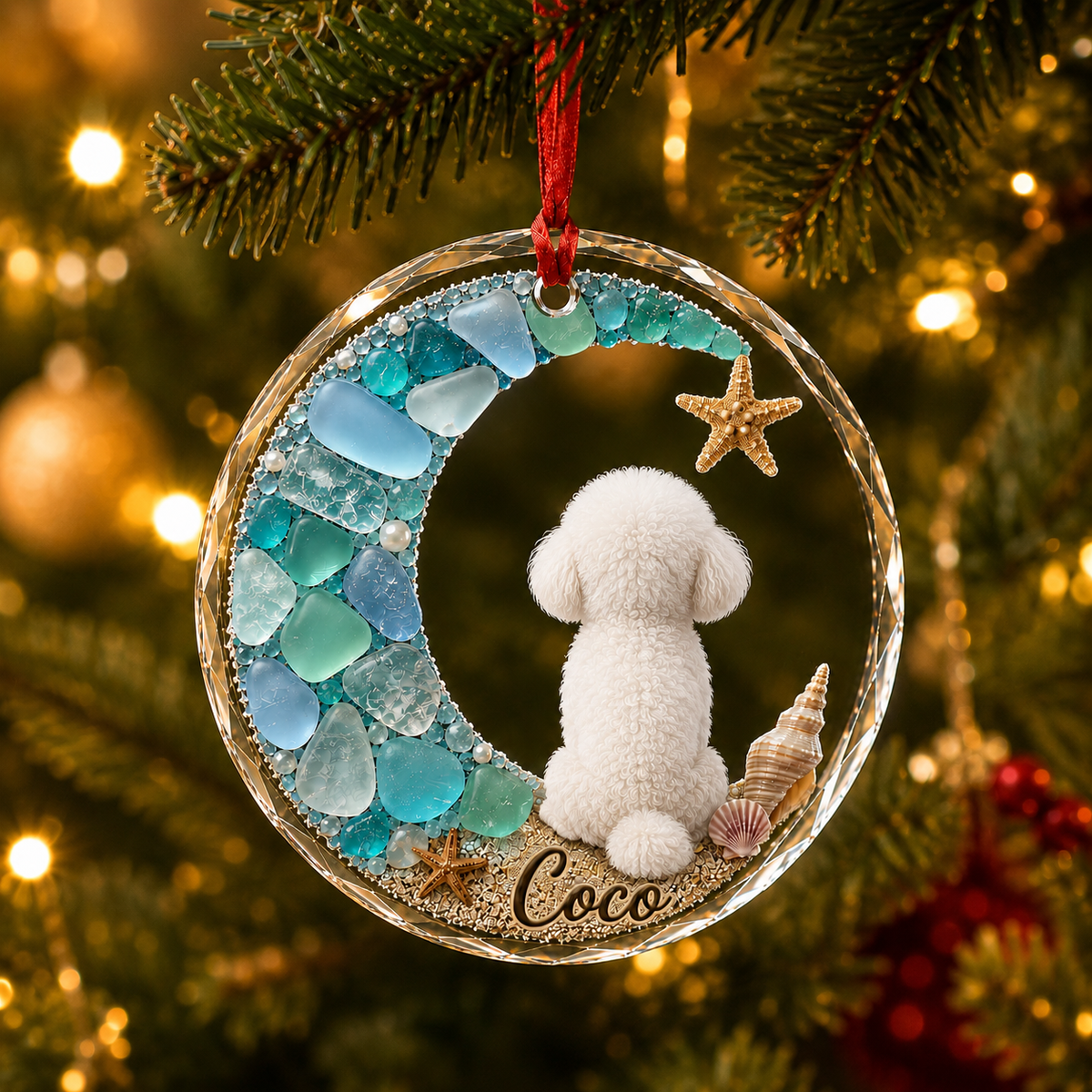 Custom Dog Seashell Bichon
