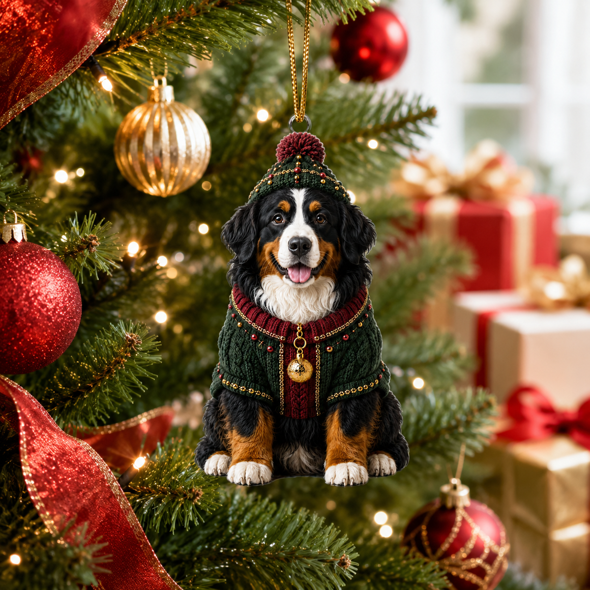 Dog Chrismast With Noel Sweater Bearnes Mountain Dog