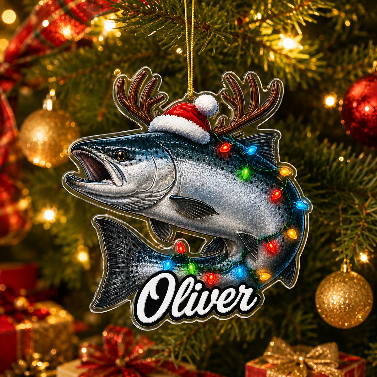 Fishing Christmas Lights Atlantic Salmon Acrylic