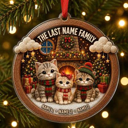 Christmas Family Wood Cat