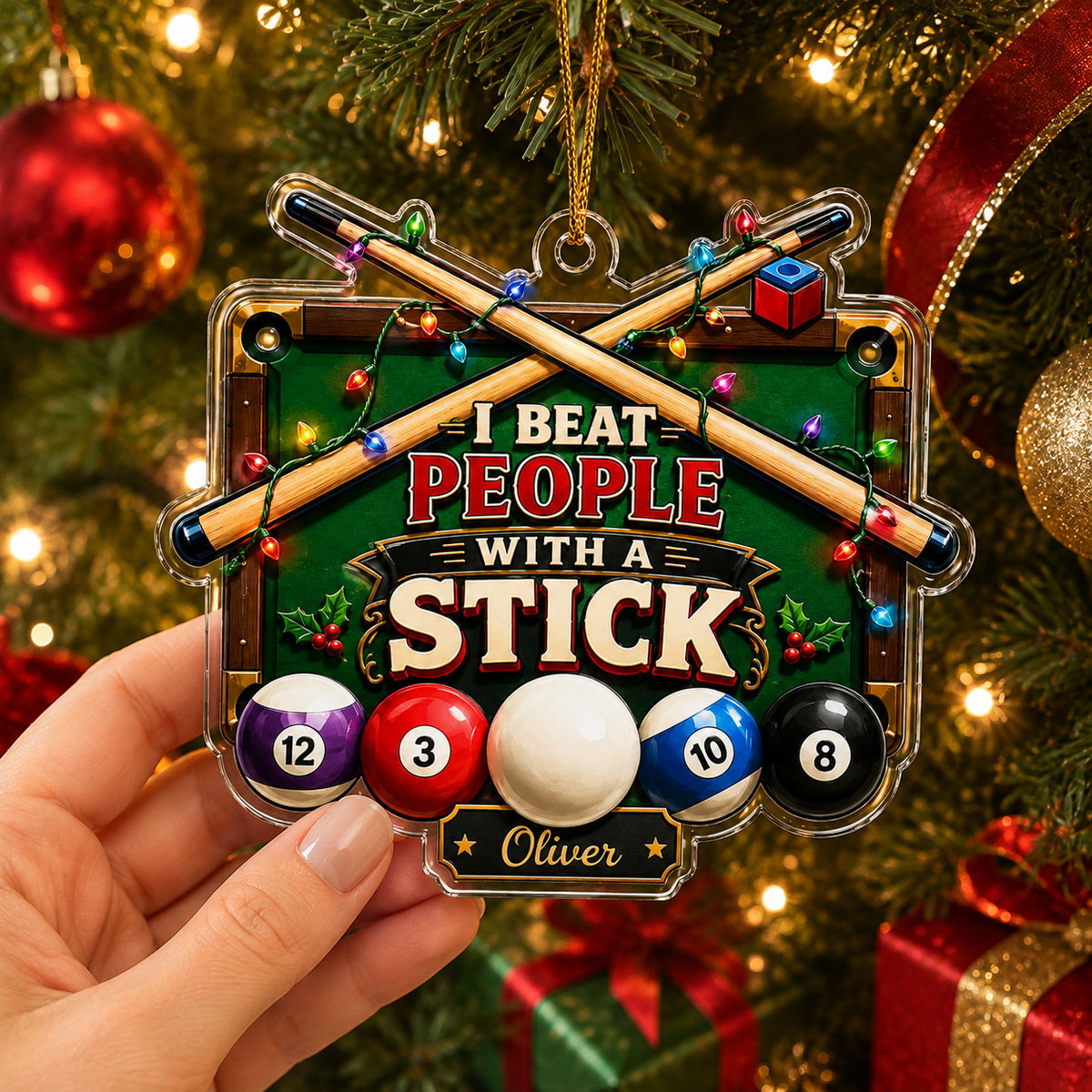 Custom Name Billiards Christmas Lights Acrylic