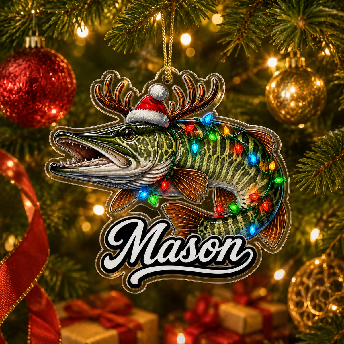Fishing Christmas Lights Northern Pike Acrylic