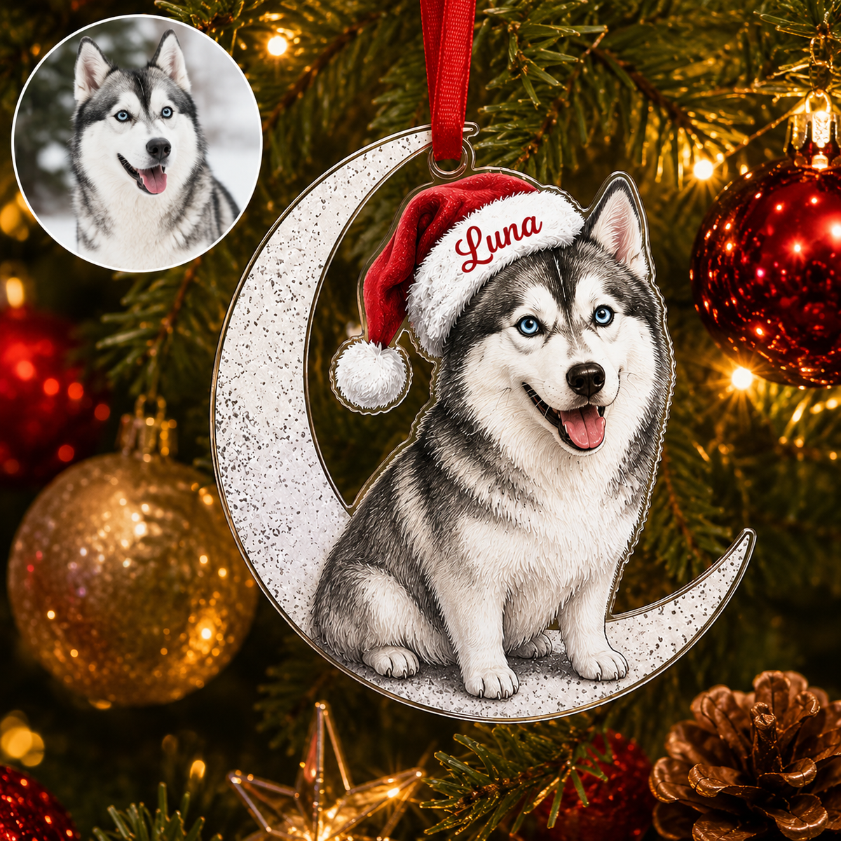 Custom Photo Dog Christmas Style 14