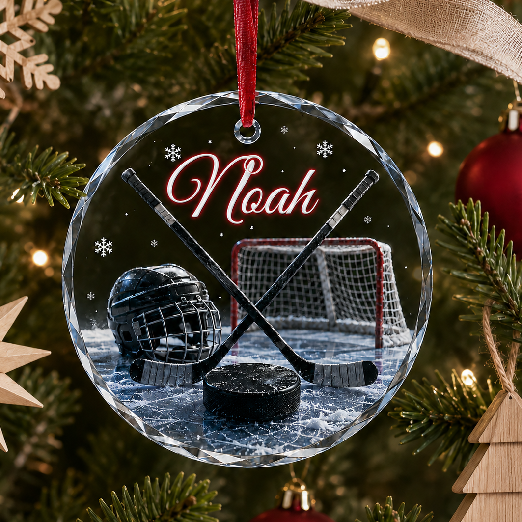 Sports Glass Ornament Ice Hockey
