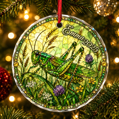 Custom Name Glass Animal Grasshopper