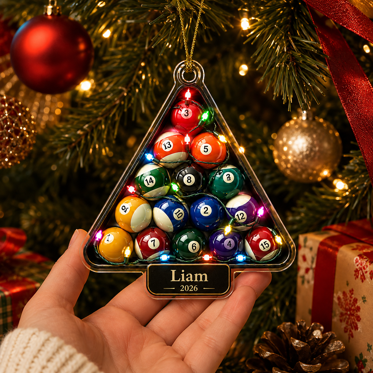 Custom Name Billiards Festive Triangle Rack Acrylic