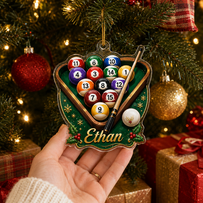 Custom Name Billiards Christmas Rack Acrylic