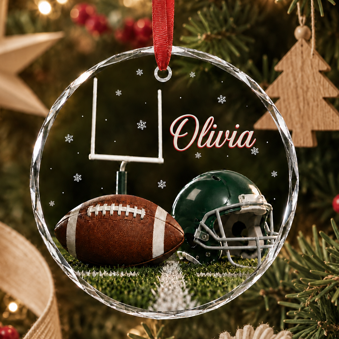 Sports Glass Ornament American Football