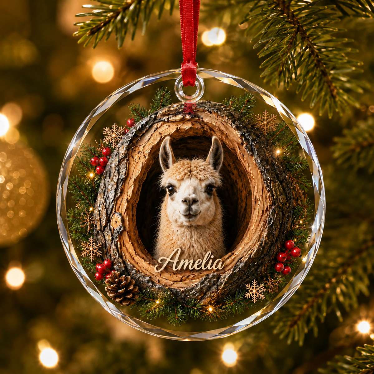 Animal Glass Ornament Tree Hollow Liama