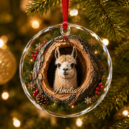 Animal Glass Ornament Tree Hollow Liama