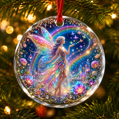 Fairy Glass Ornament Rainbow Fairy