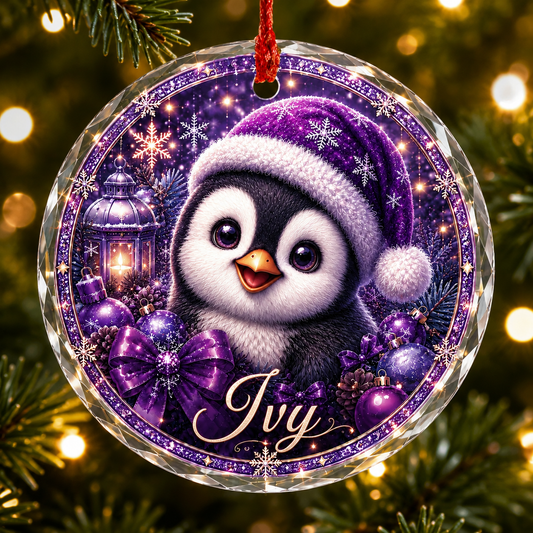 Purple Bird At Christmas Penguin