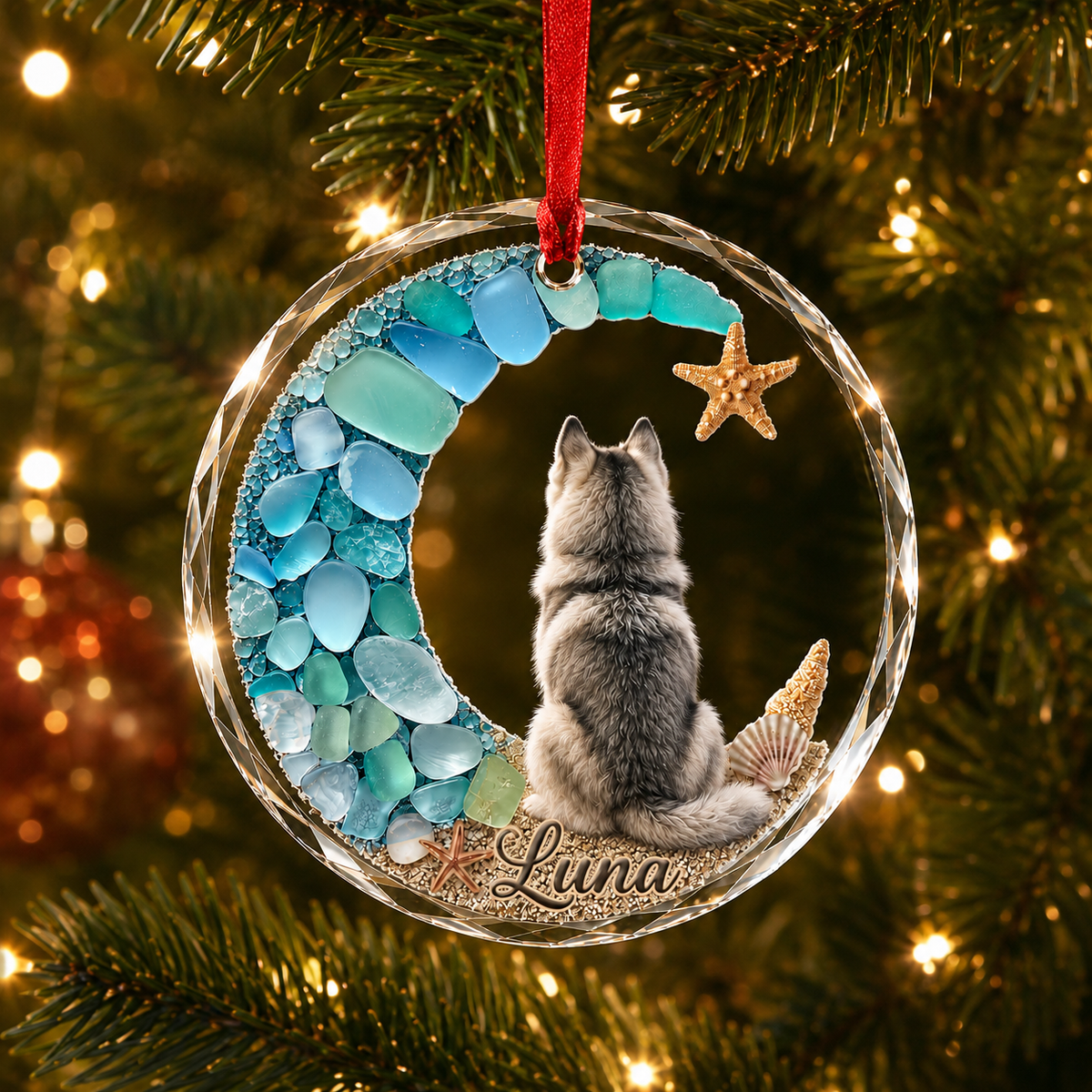 Custom Dog Seashell Husky