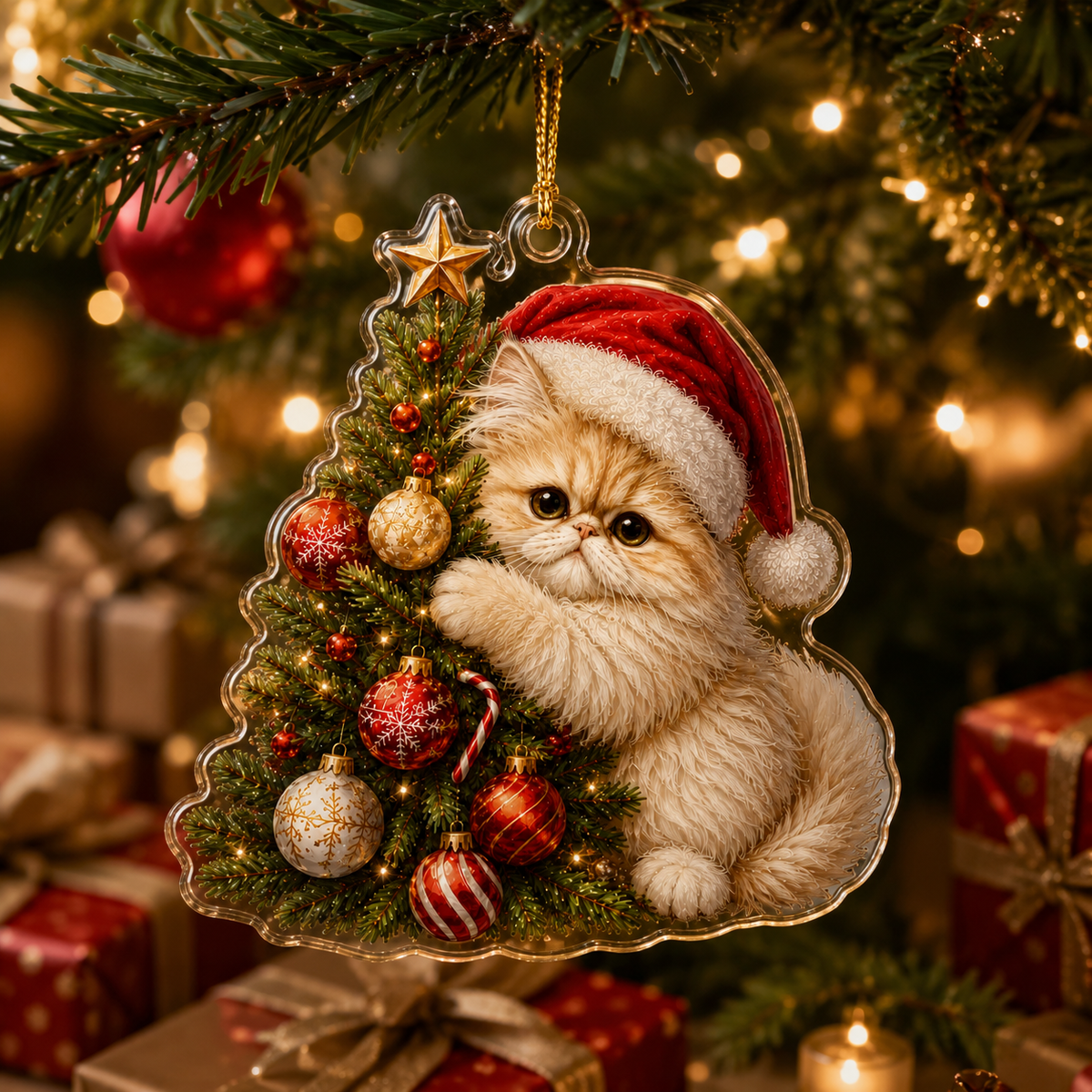 Cat With Christmas Tree Persian
