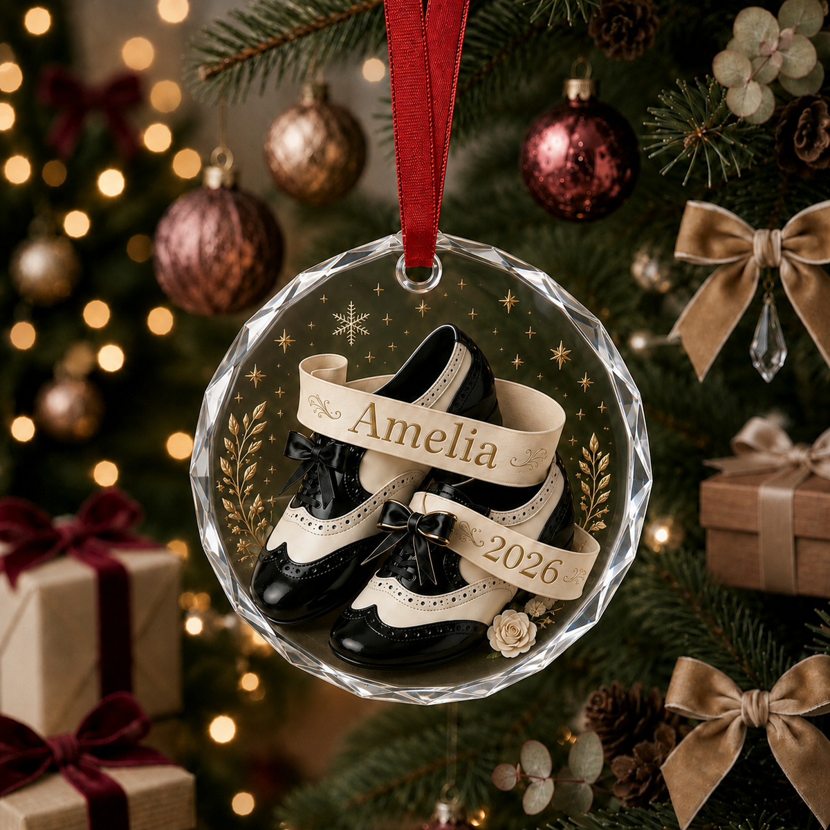 Personalized Dancing Glass White Ballet Shoes