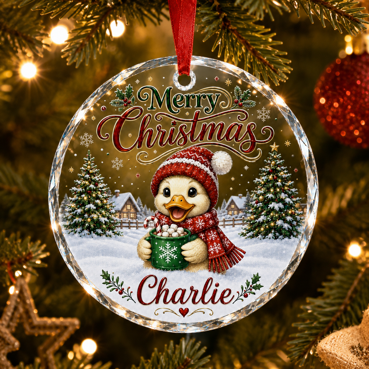 Christmas Glass Animal Duck