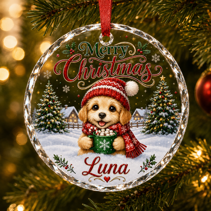 Christmas Glass Animal Dog