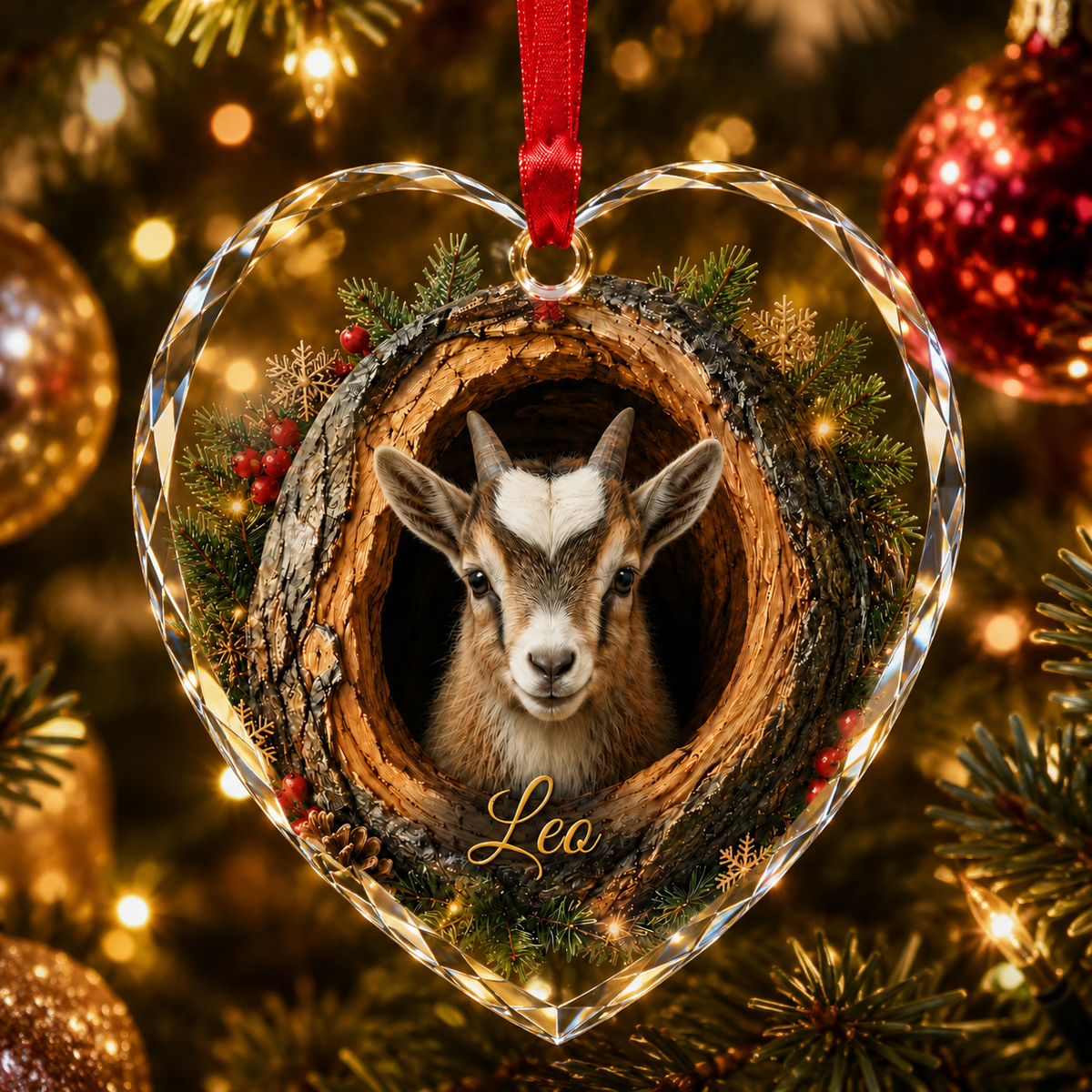 Animal Glass Ornament Tree Hollow Goat