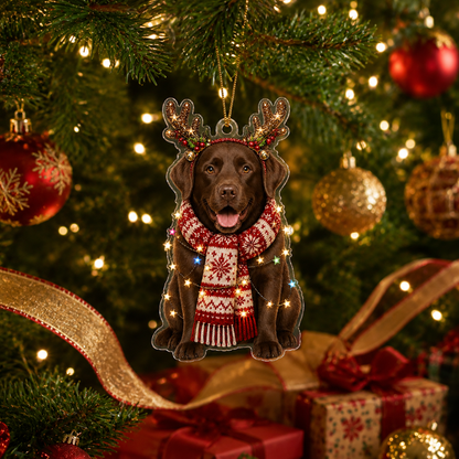 Dog Decor with Antlers & Scarf Labrador Retriever