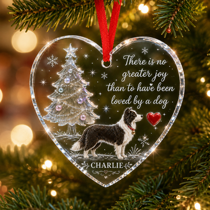Christmas Glass Dog Border Collie