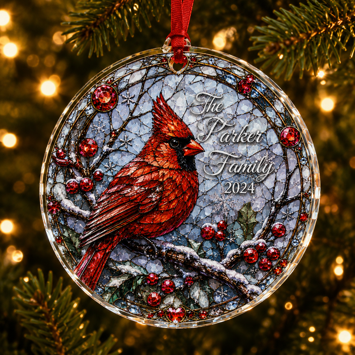 Custom Name Glass Animal Cardinal