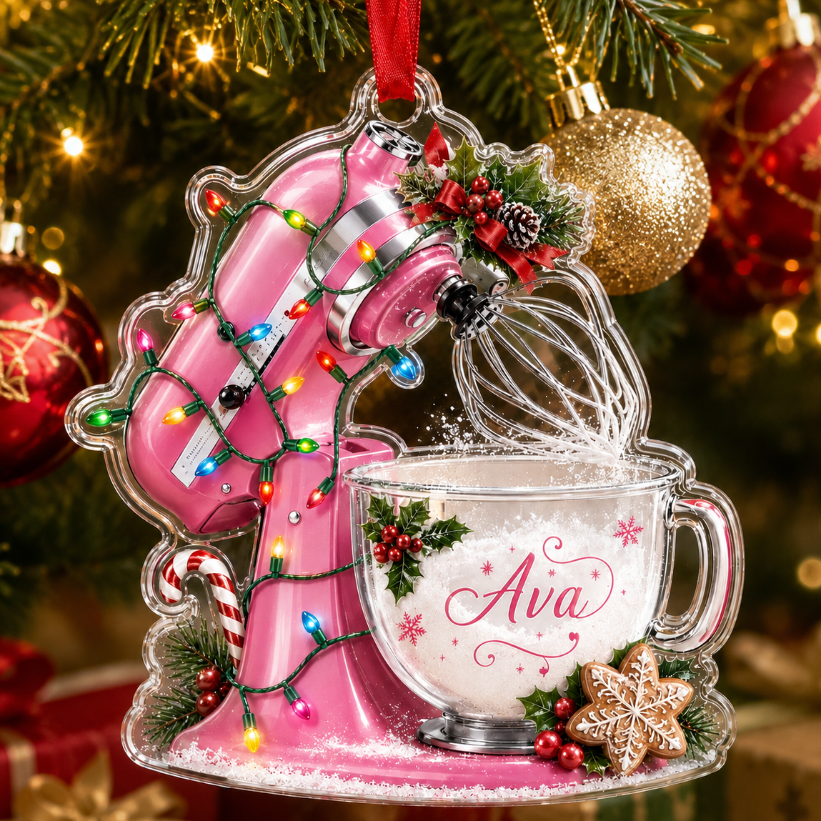Personalized Kitchen Utensils Acrylic Pink Dough Mixer