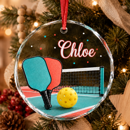 Sports Glass Ornament Pickleball