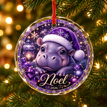 Purple Animal At Christmas Hippopotamus