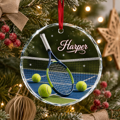 Sports Glass Ornament Tennis