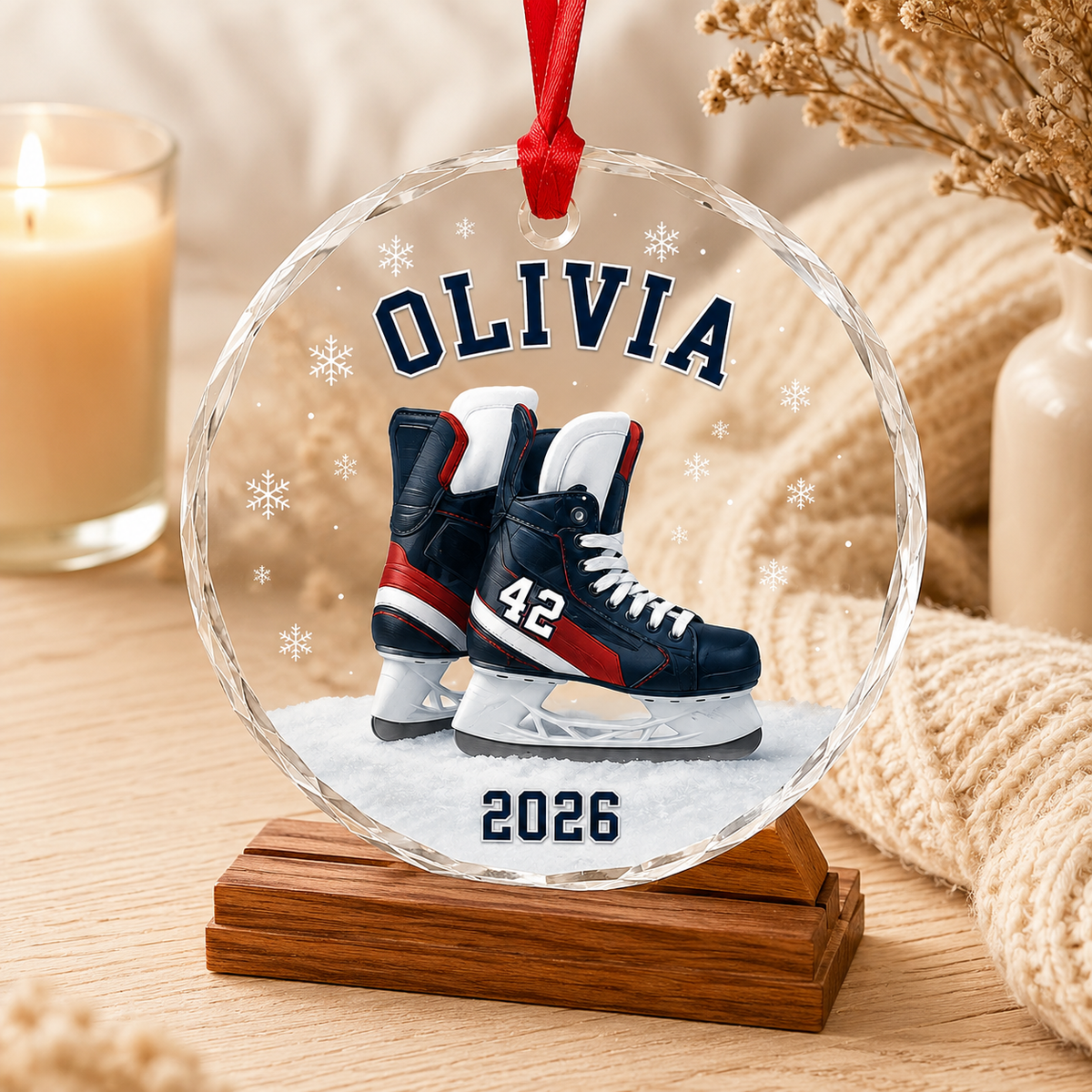 Custom Sport Glass Ornament Ice Hockey Skates