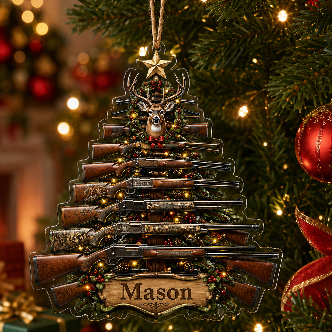 Personalized Hunting Rifle Christmas Tree Acrylic