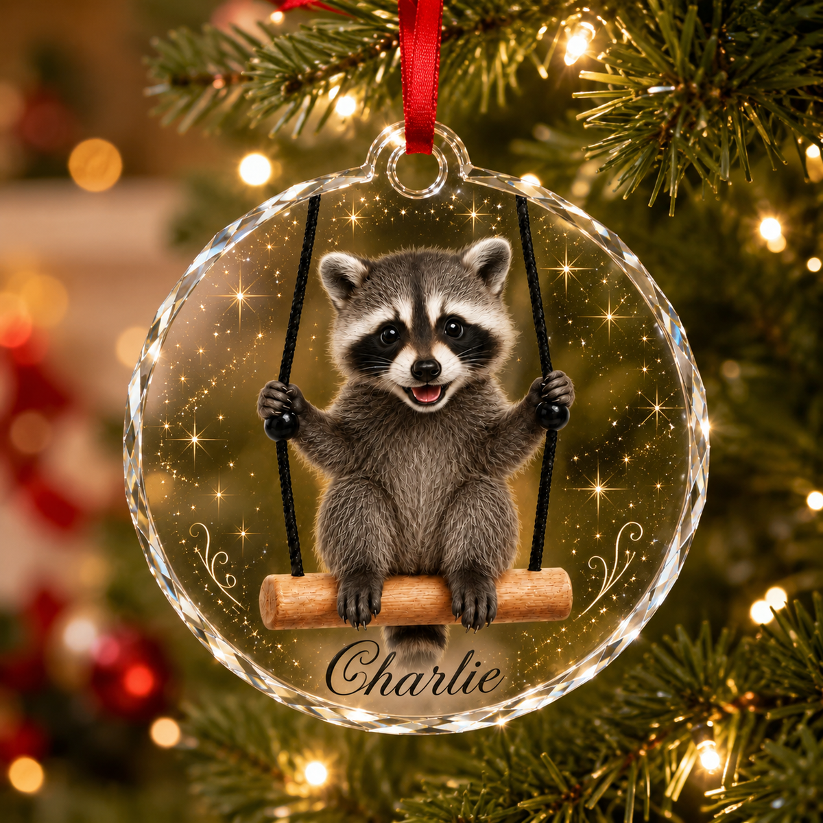 Animal Glass Ornament Racoon