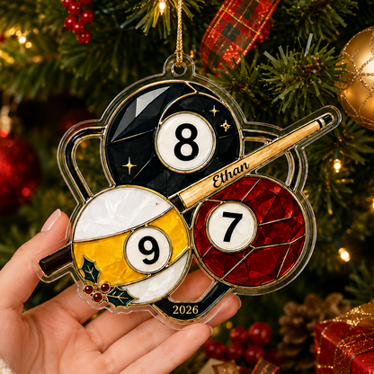 Custom Name Billiards Christmas Trio Acrylic