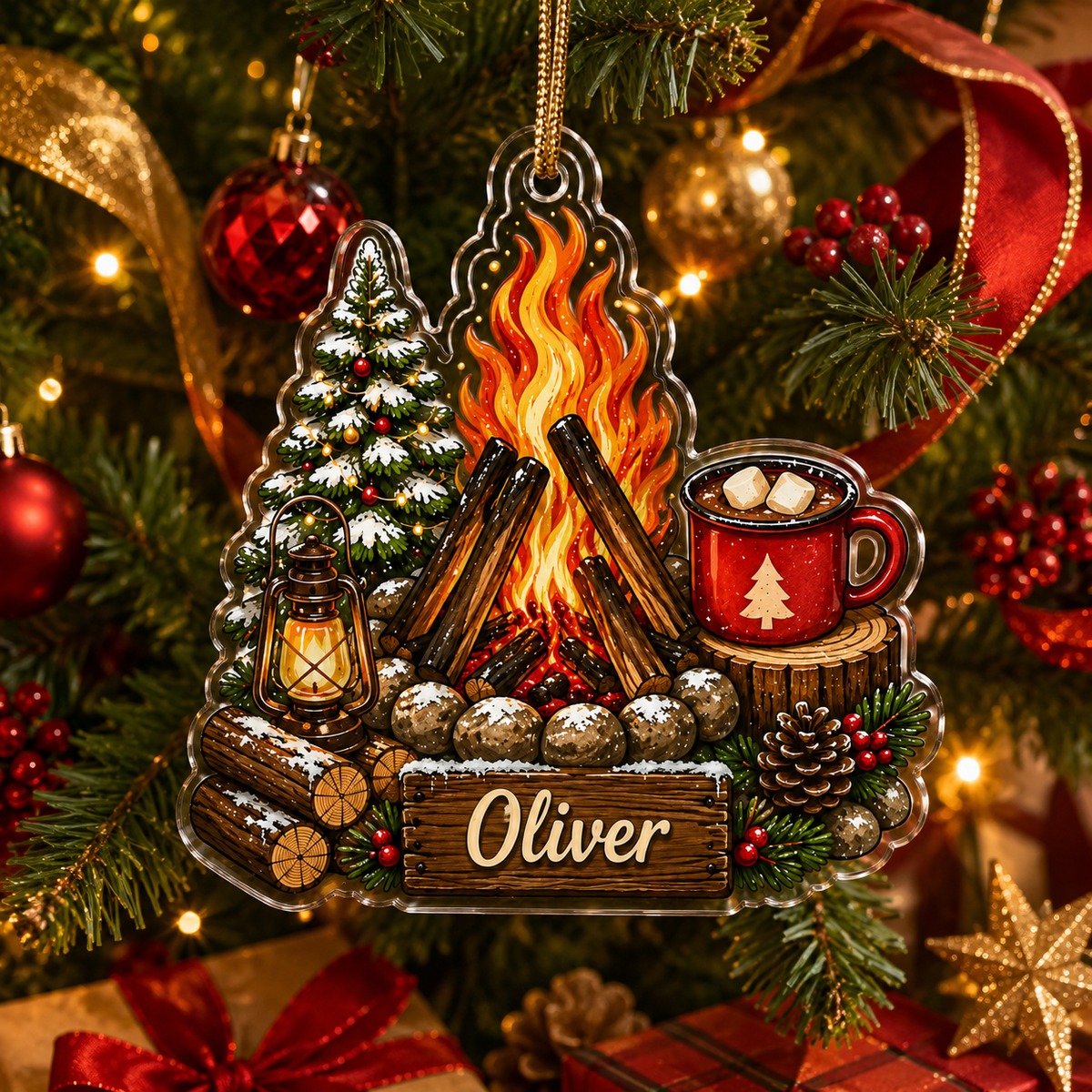 Camping Personalize Acrylic Campfire Winter