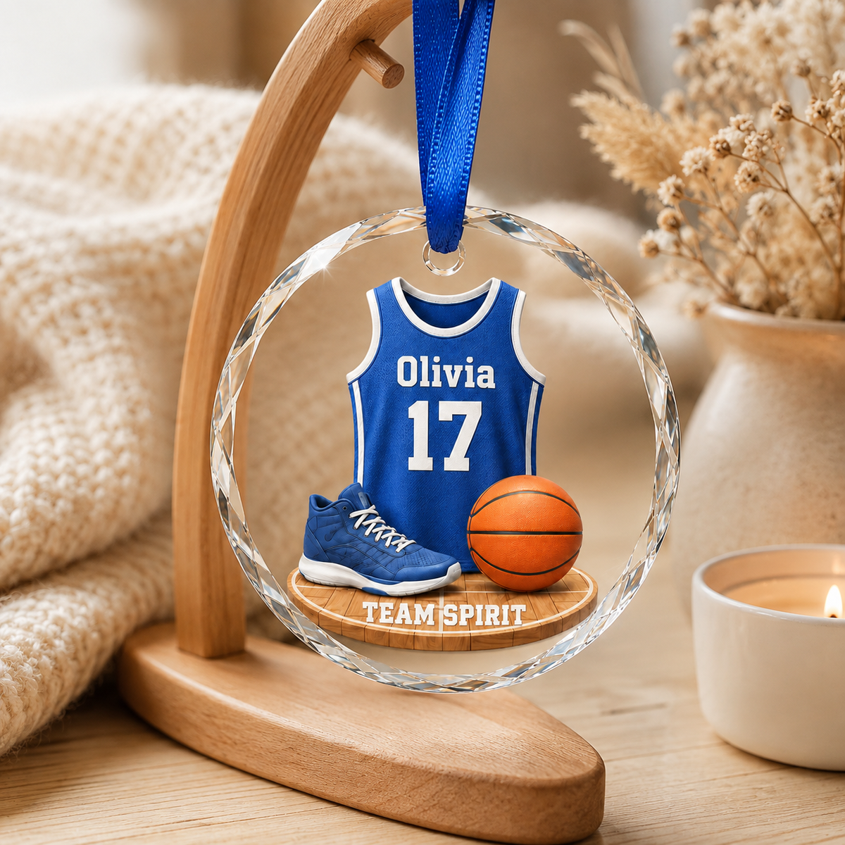 Basketball Glass Ornament - Team Spirit Jersey