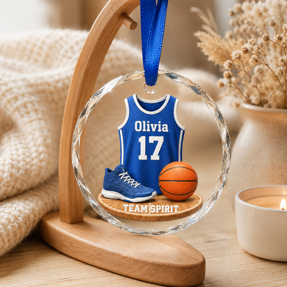 Basketball Glass Ornament - Team Spirit Jersey
