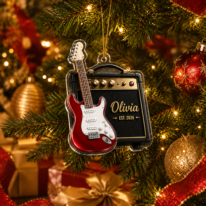 Guitar Custom Name Acrylic - Electric Guitar and Amp