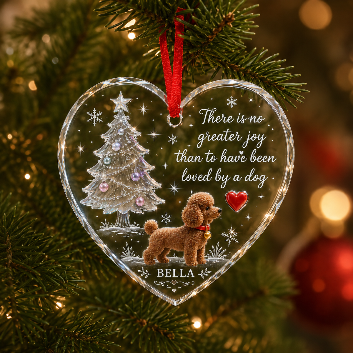 Christmas Glass Dog Poodle