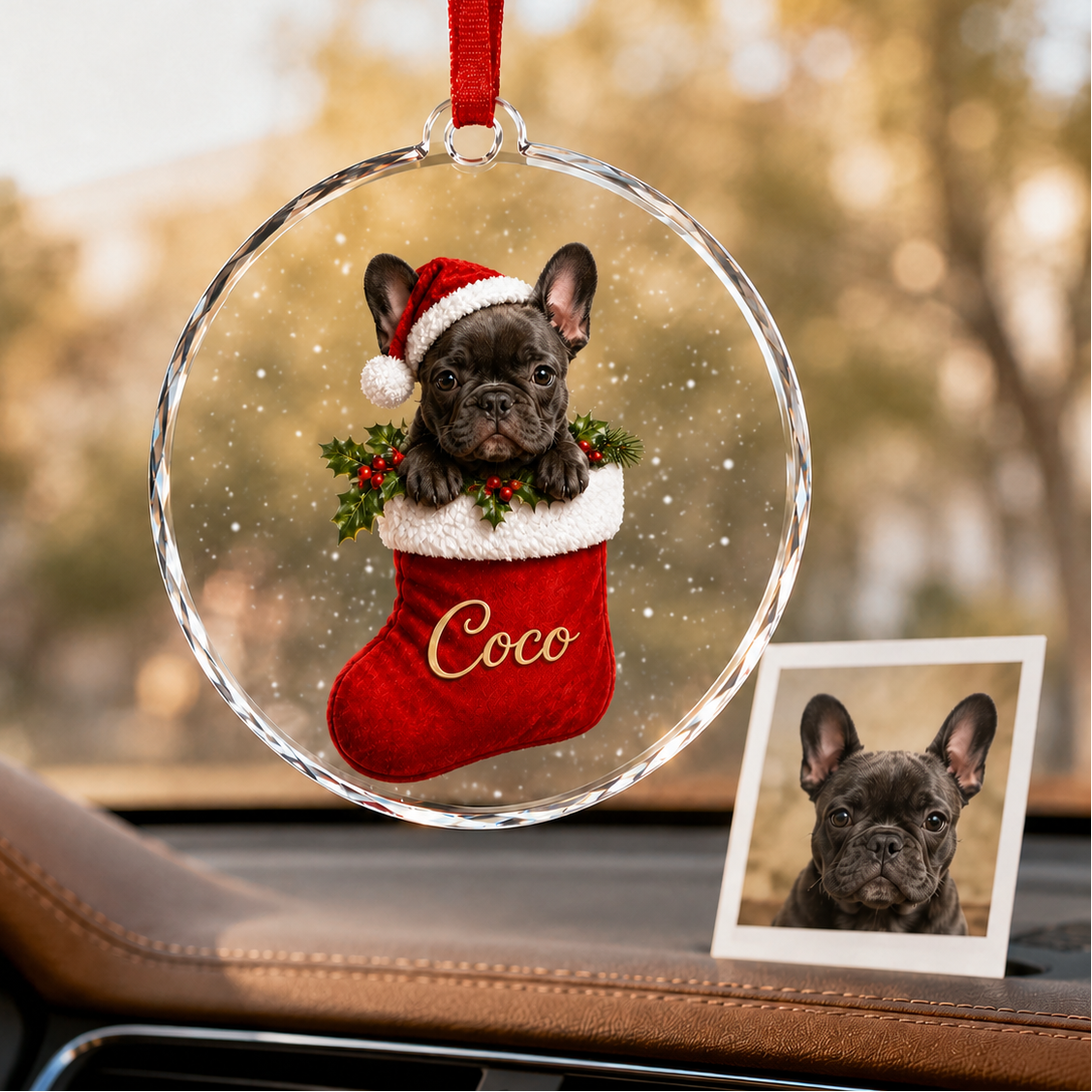 Custom Photo Dog With Christmas Sock