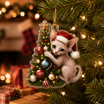 Cat With Christmas Tree Sphynx